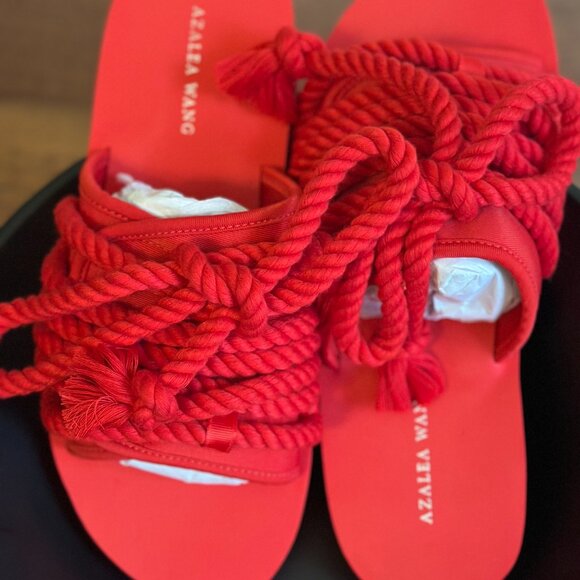 AZALEA WANG Red Rope Sandals – Size 9 NWOT - Picture 1 of 6